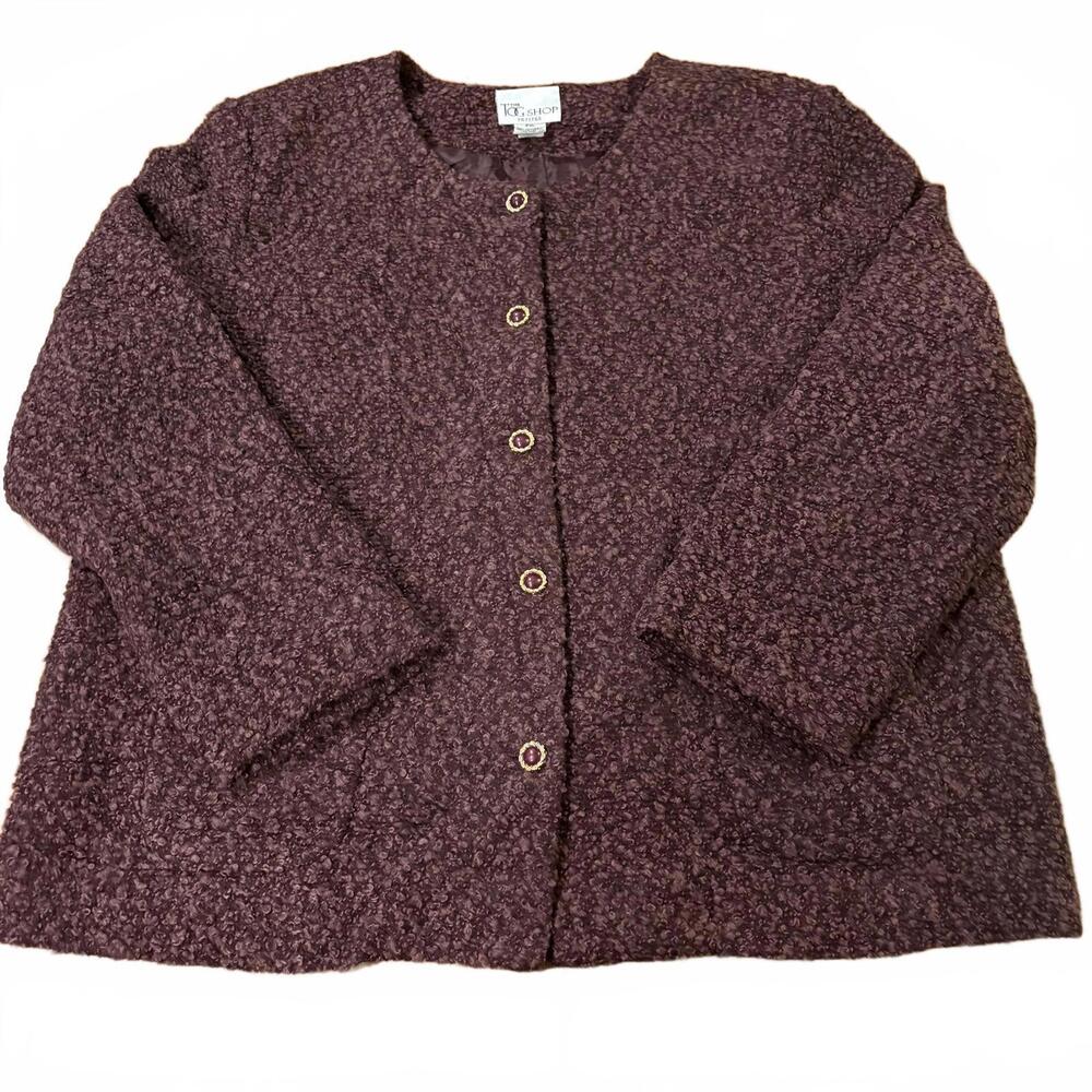 The Tog Shop Petites Wool Blend Burgundy Textured Cardigan PXL Preppy Old Money
